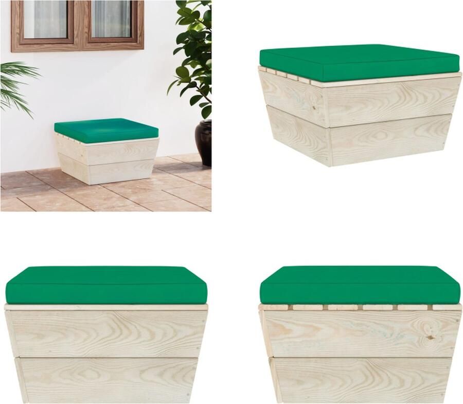 VidaXL Tuinhocker met kussen pallet geïmpregneerd vurenhout Poef Poefs Poefen Pallet Poef