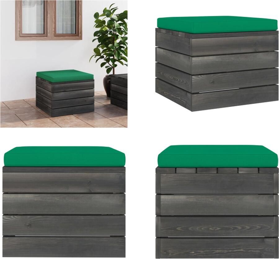 VidaXL Tuinhocker met kussen pallet grenenhout Poef Poefs Poefen Pallet Poef