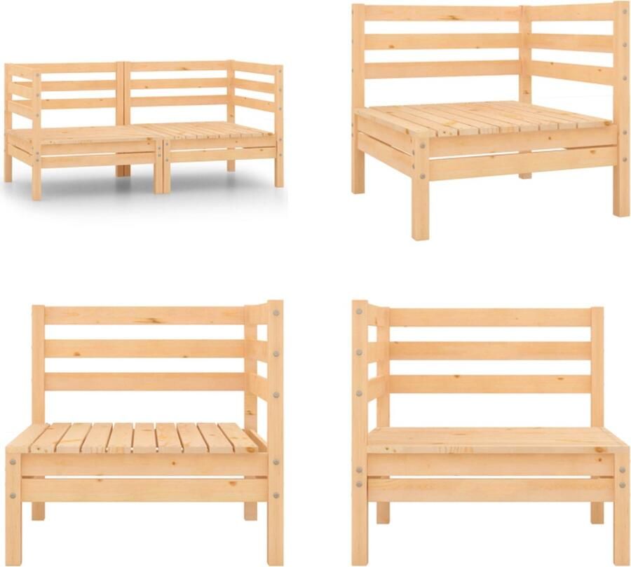 VidaXL Tuinhoekbank 2 st massief grenenhout Palletbank Palletbanken Pallethoekbank Pallethoekbanken