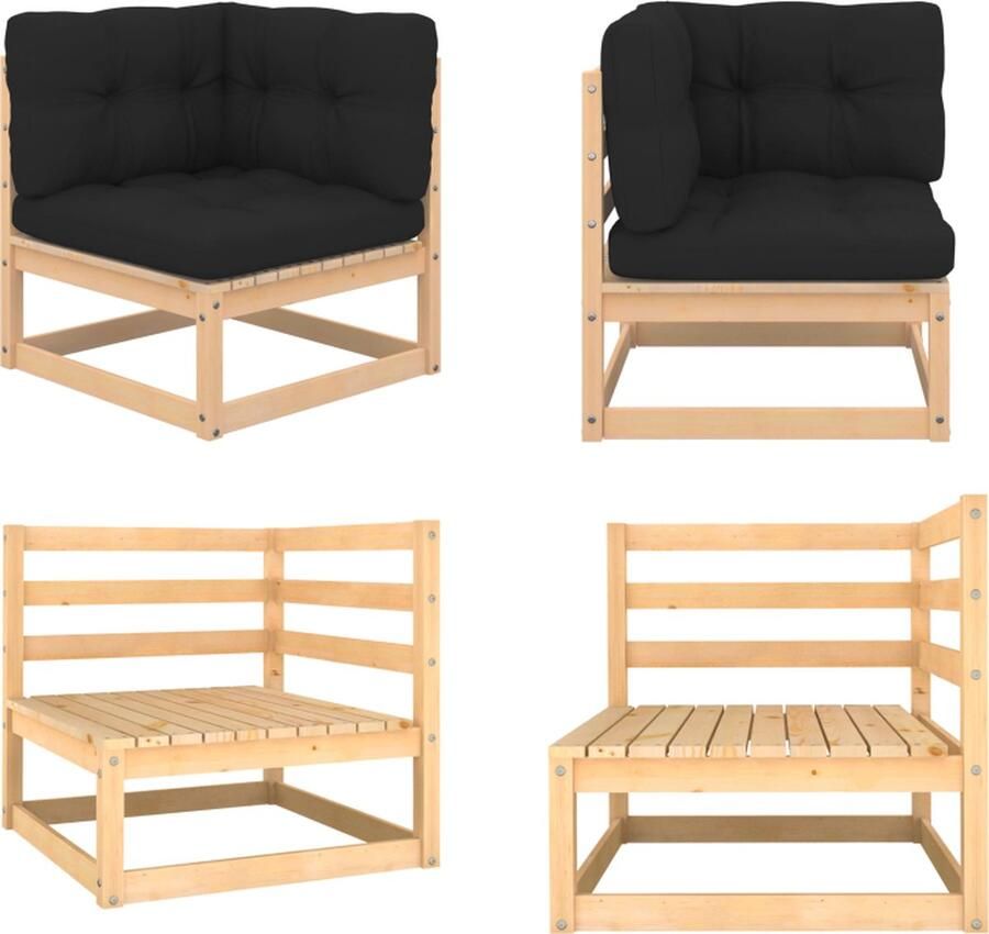VidaXL Tuinhoekbank met antracietkleurige kussens massief grenenhout Palletbank Palletbanken Pallethoekbank Pallethoekbanken