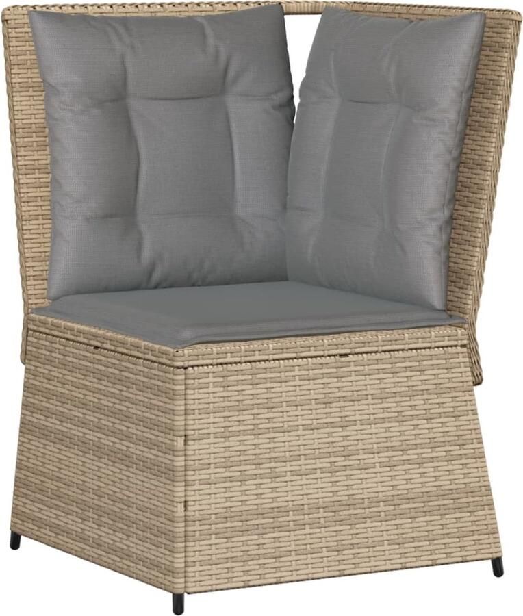 VidaXL Tuinhoekbank met kussens poly rattan beige