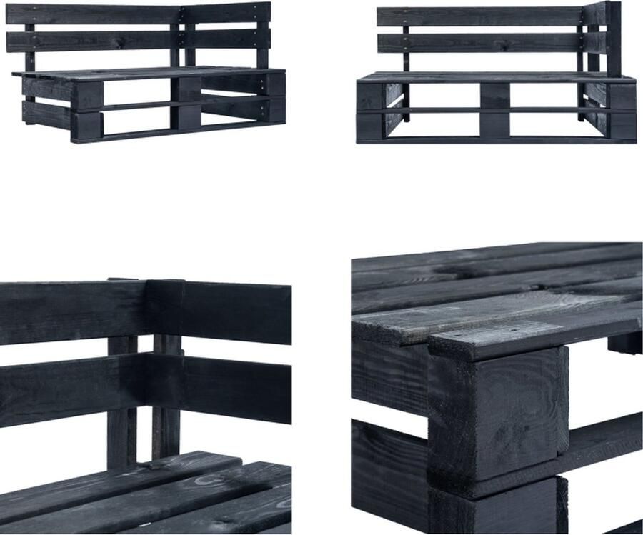 VidaXL Tuinhoekbank pallet hout zwart Pallet Bank Pallet Banken Palletbank Palletbanken