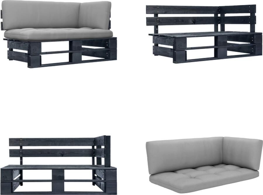 VidaXL Tuinhoekbank pallet zwart geïmpregneerd grenenhout Pallet Hoekbank Pallet Hoekbanken Hoekbank Hoekbanken