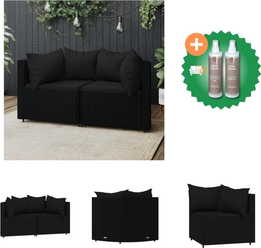 VidaXL Tuinhoekbank Set Trendy Tuinmeubelen Afmetingen 63 x 63 x 57.5 cm Kleur Zwart Loungebank Inclusief Onderhoudsset