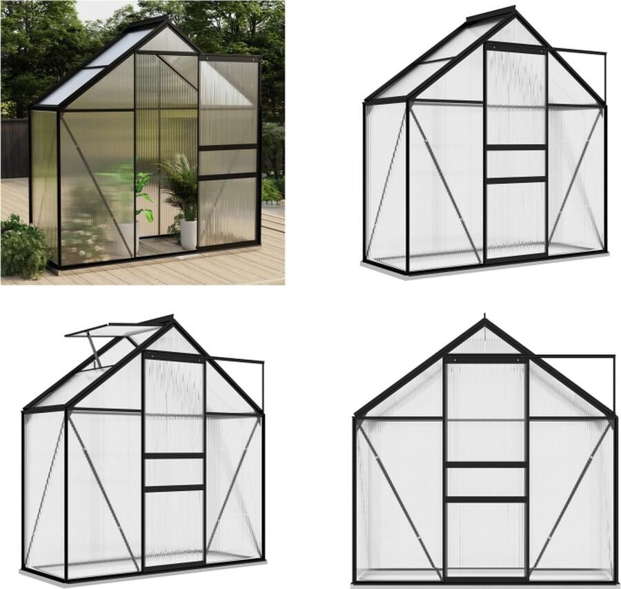 VidaXL Tuinkas 1-33 m² aluminium antracietkleurig Kas Kassen Broeikas Broeikassen
