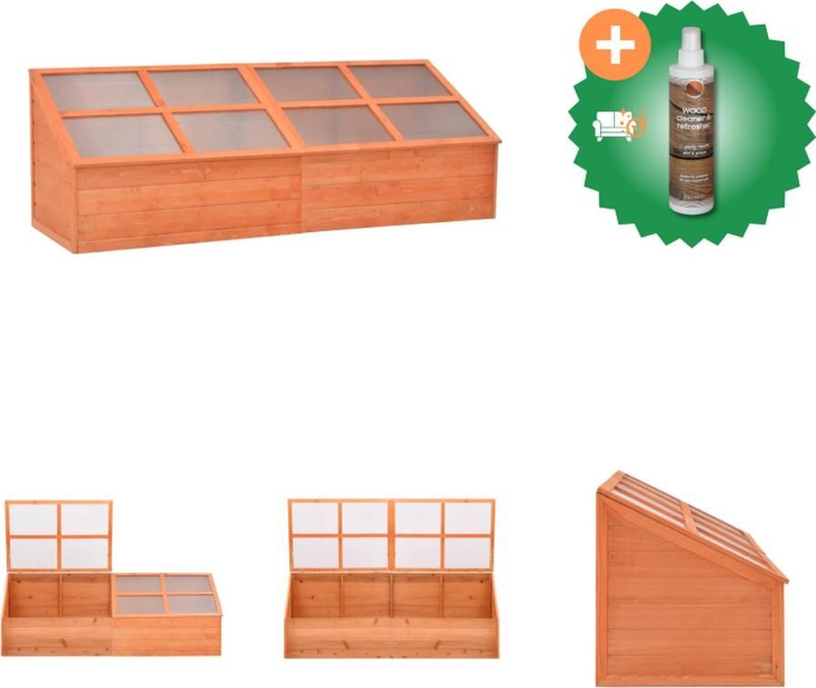 VidaXL Tuinkas 180x57x62 cm hout Kas Inclusief Houtreiniger en verfrisser