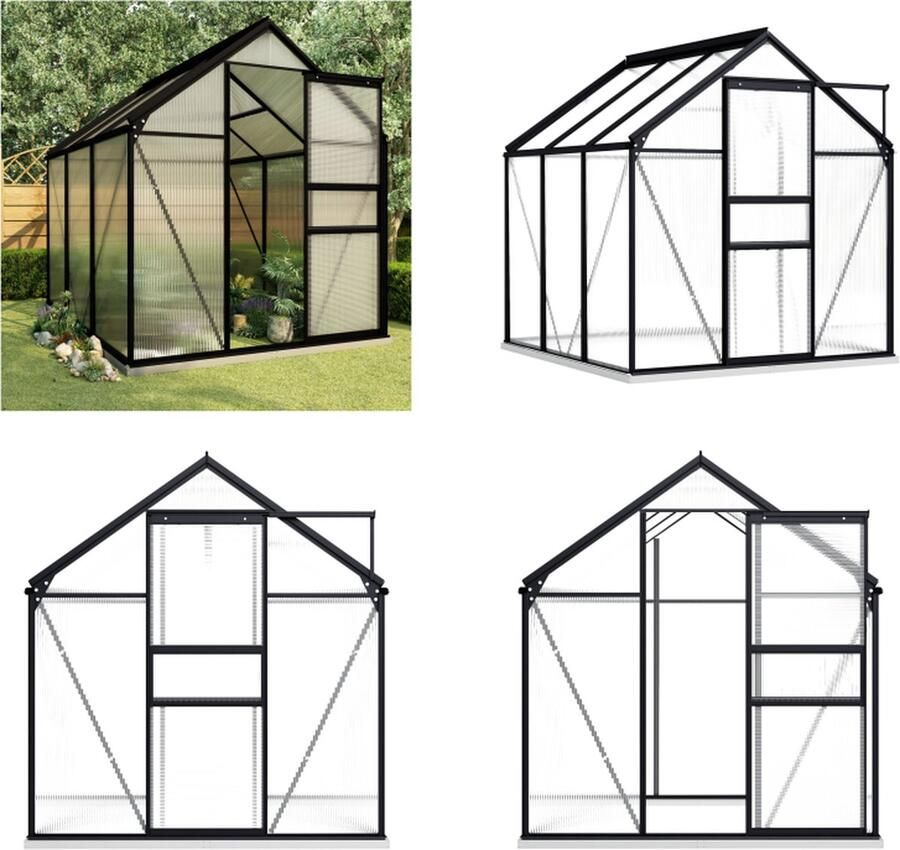 VidaXL Tuinkas met basisframe 3-61 m³ aluminium antracietkleurig Kas Kassen Broeikas Broeikassen