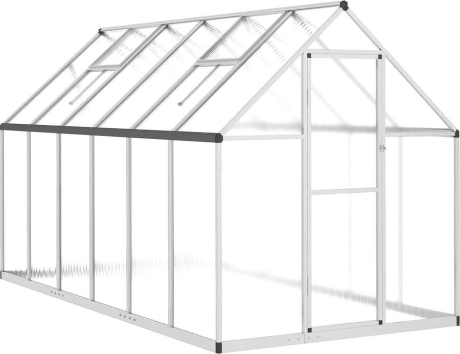 VidaXL Tuinkas met basisframe 334x169x195 cm aluminium zilverkleurig