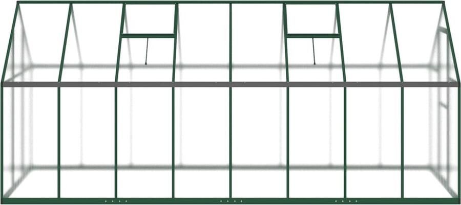 VidaXL Tuinkas met basisframe 445x169x195 cm aluminium groen