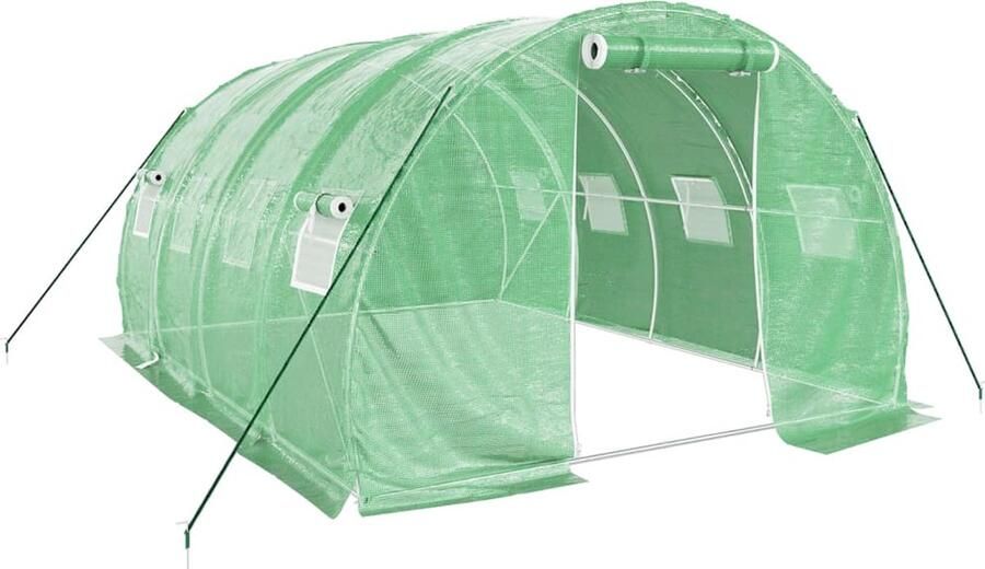 VidaXL Tuinkas met stalen frame 12 m² 4x3x2 m groen