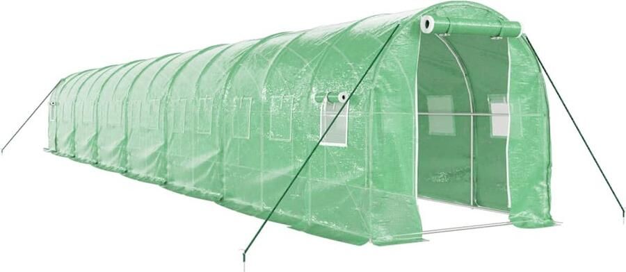 VidaXL Tuinkas met stalen frame 28 m² 14x2x2 m groen