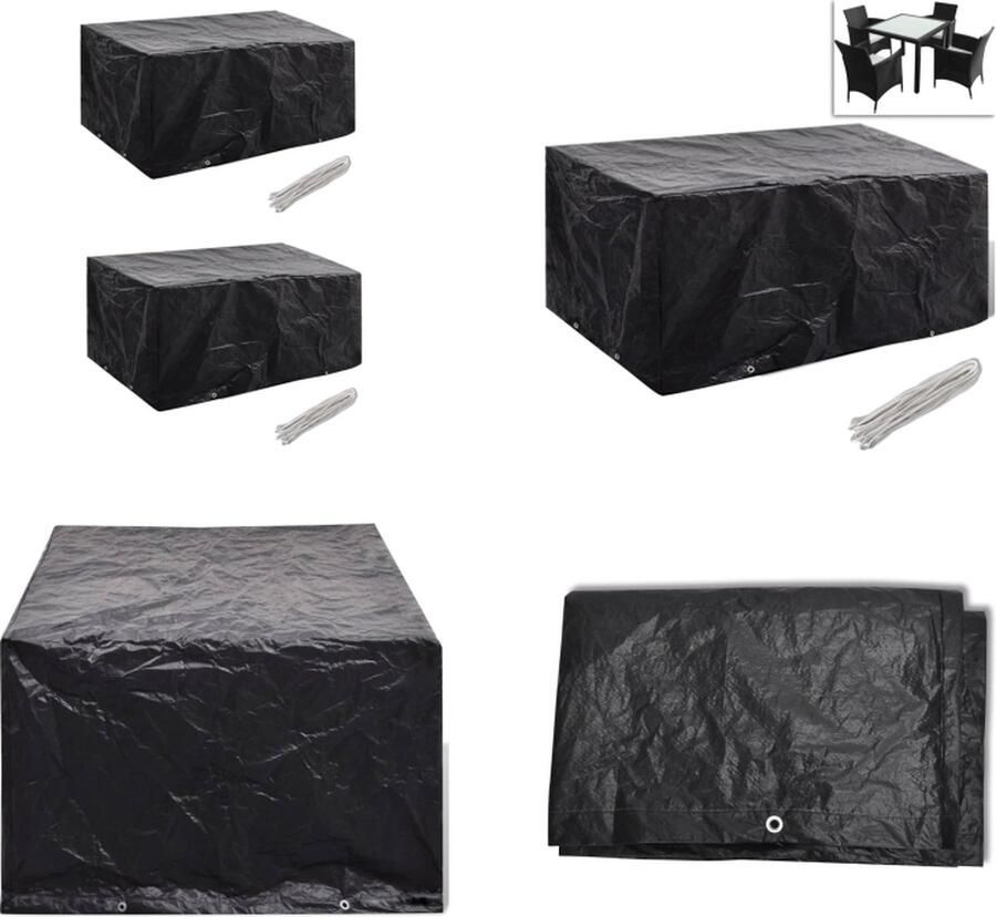VidaXL Tuinmeubelhoezen poly rattan 2 st 4-persoons 180x140 cm Tuinmeubel Hoes Tuinmeubel Hoezen Meubelhoes Meubelhoezen