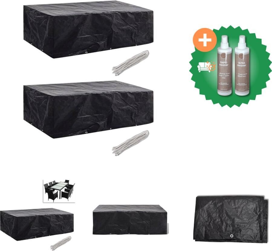 VidaXL Tuinmeubelhoezen poly rattan 2 st 8 persoons 300x140 cm Tuinmeubelhoes Inclusief Onderhoudsset