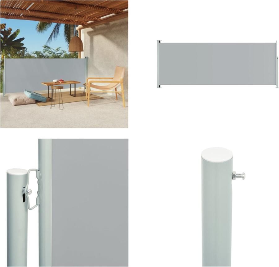 VidaXL Tuinscherm uittrekbaar 117x300 cm grijs Windscherm Windschermen Zijscherm Zijschermen