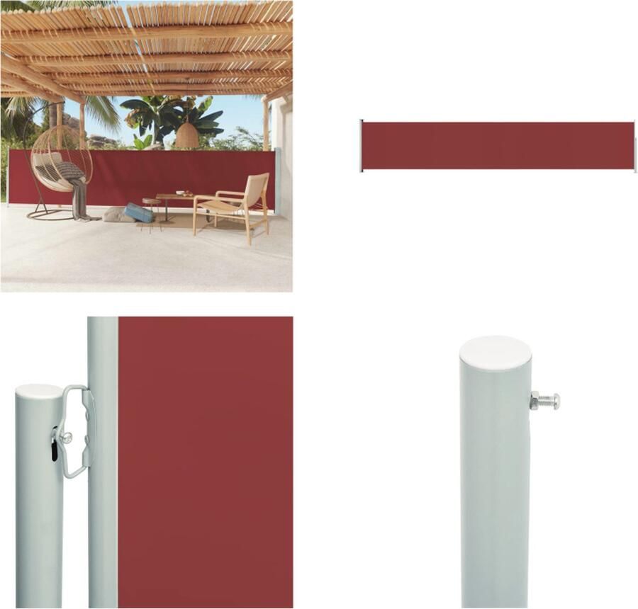 VidaXL Tuinscherm uittrekbaar 117x600 cm rood Windscherm Windschermen Zijscherm Zijschermen