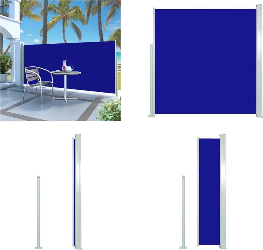 VidaXL Tuinscherm uittrekbaar 140x300 cm blauw Windscherm Windschermen Zijscherm Zijschermen