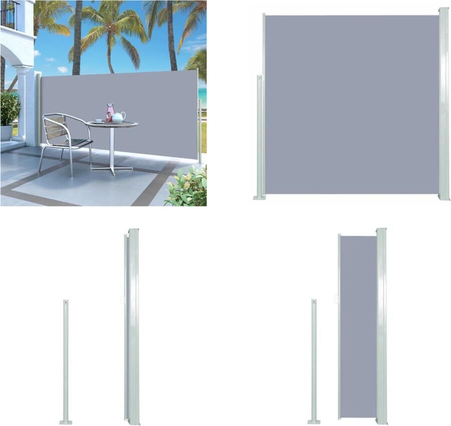 VidaXL Tuinscherm uittrekbaar 140x300 cm grijs Windscherm Windschermen Zijscherm Zijschermen