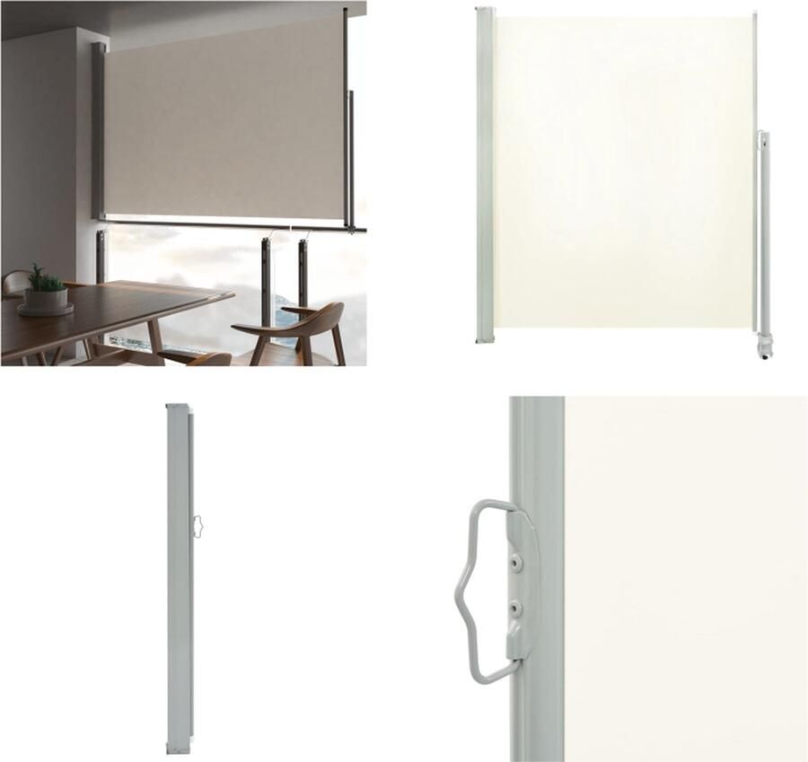 VidaXL Tuinscherm uittrekbaar 160x300 cm crèmekleurig Windscherm Windschermen Zijscherm Zijschermen