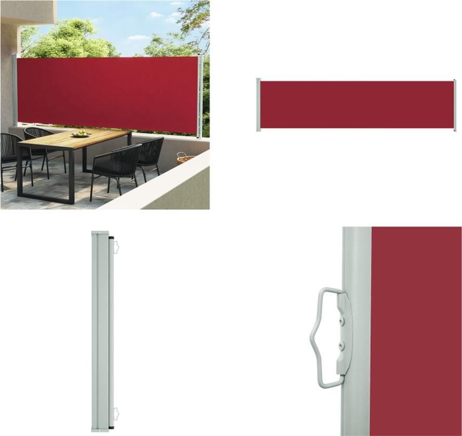 VidaXL Tuinscherm uittrekbaar 160x600 cm rood Windscherm Windschermen Zijscherm Tuinscherm