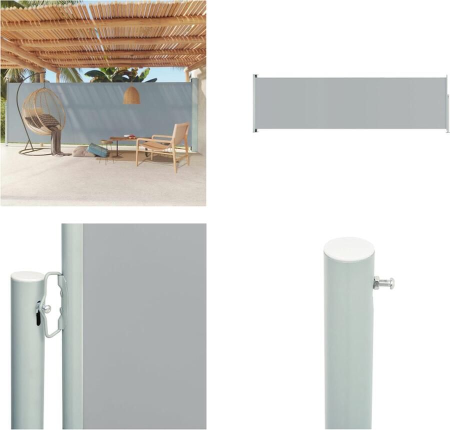 VidaXL Tuinscherm uittrekbaar 180x600 cm grijs Windscherm Windschermen Zijscherm Tuinscherm