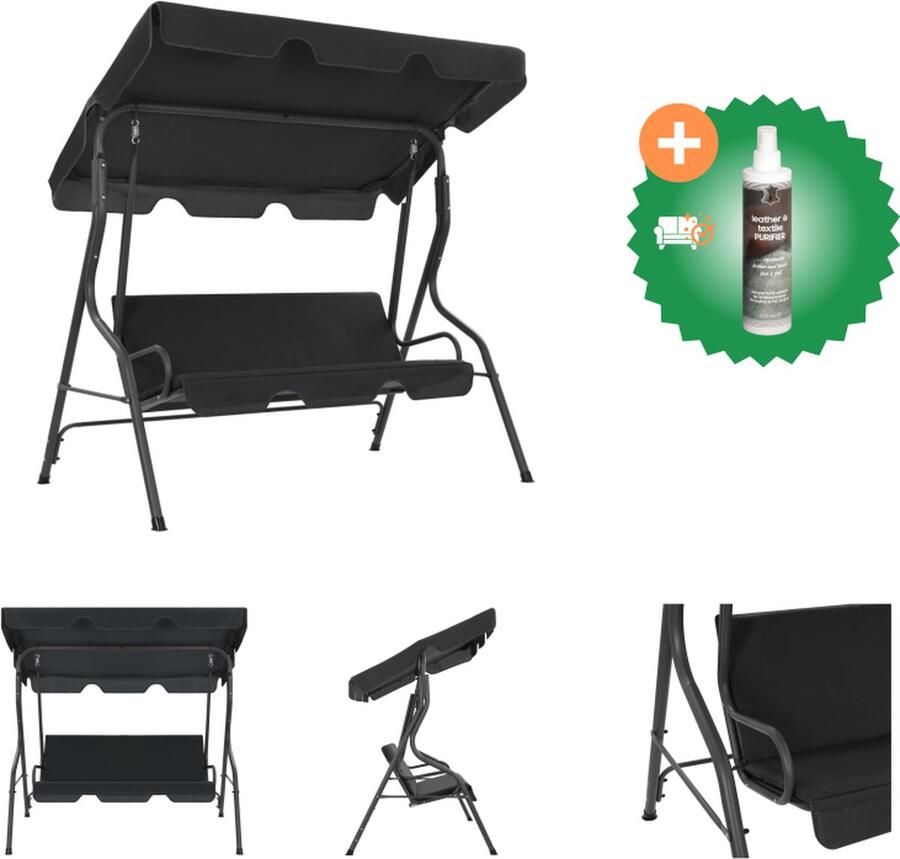 VidaXL Tuinschommelstoel 170x110x153 cm antraciet Schommelbank Inclusief Reiniger