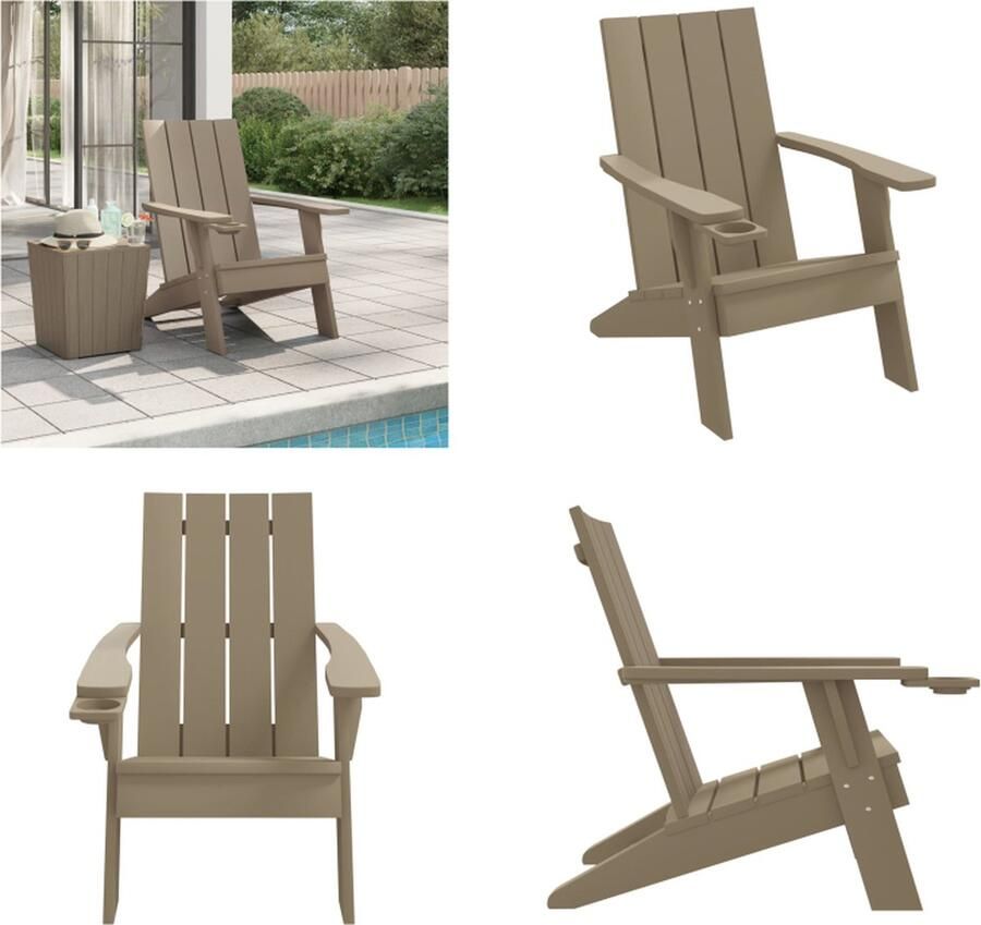 VidaXL Tuinstoel Adirondack 75x88-5x89-5 cm polypropeen lichtbruin Adirondack Tuinstoel Adirondack Tuinstoelen Tuinstoel Campingstoel