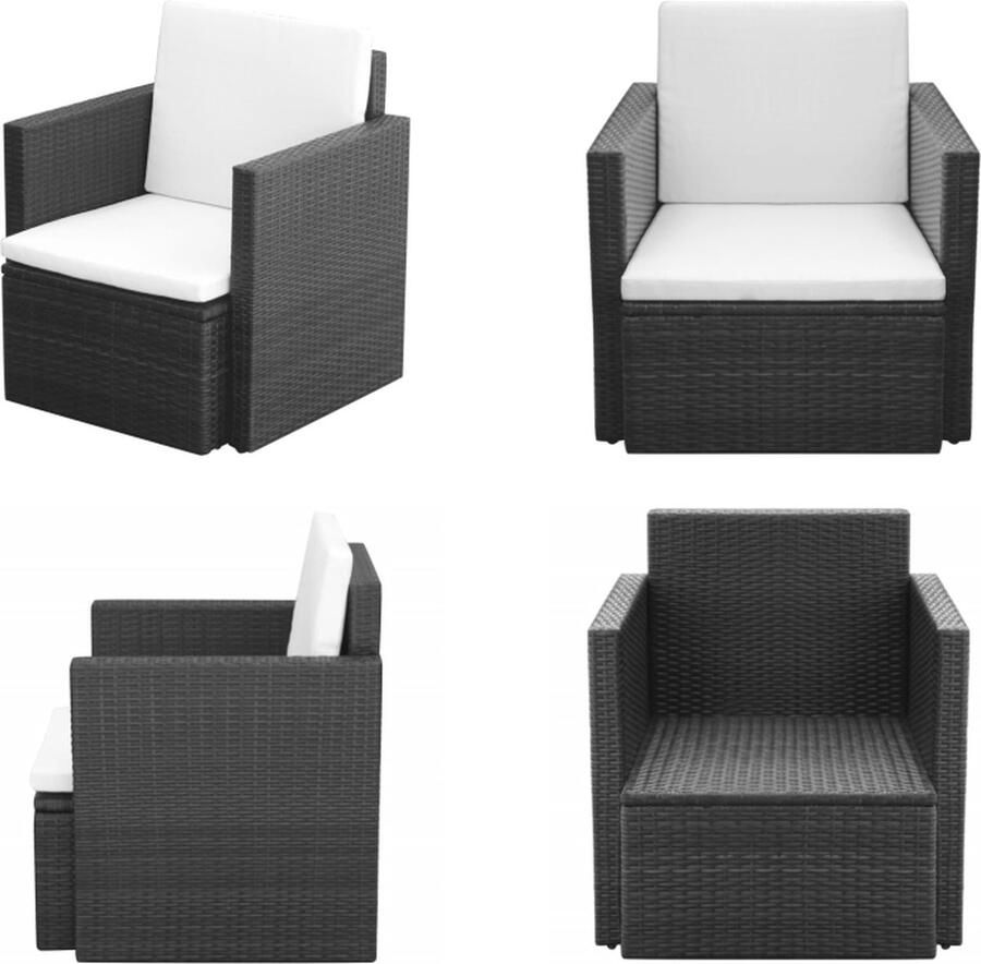 VidaXL Tuinstoel met kussens poly rattan zwart Schommelstoel Schommelstoelen -tuinstoel Tuinstoelen
