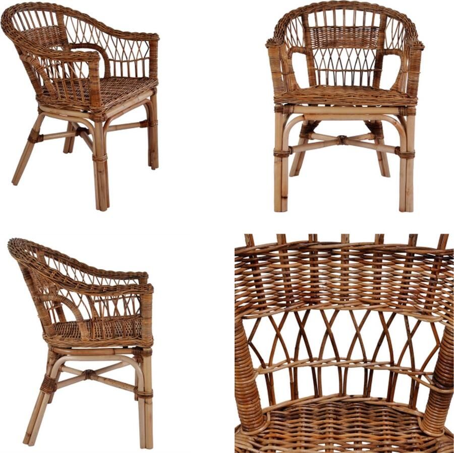 VidaXL Tuinstoel natuurlijk rattan bruin Eetstoel Eetstoelen Eetkamerstoel Eetkamerstoelen