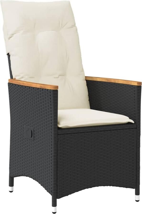 VidaXL Tuinstoel verstelbaar met kussens poly rattan zwart