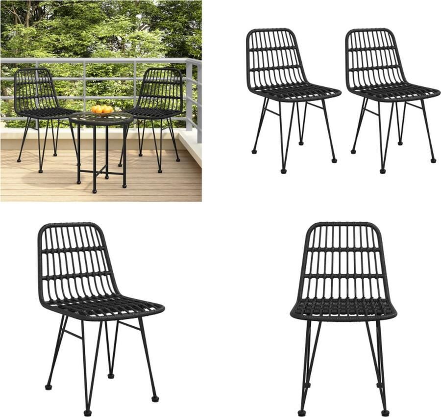 VidaXL Tuinstoelen 2 st 48x62 84 cm PE rattan zwart Tuinstoel Tuinstoelen Eetkamerstoel Eetkamerstoelen