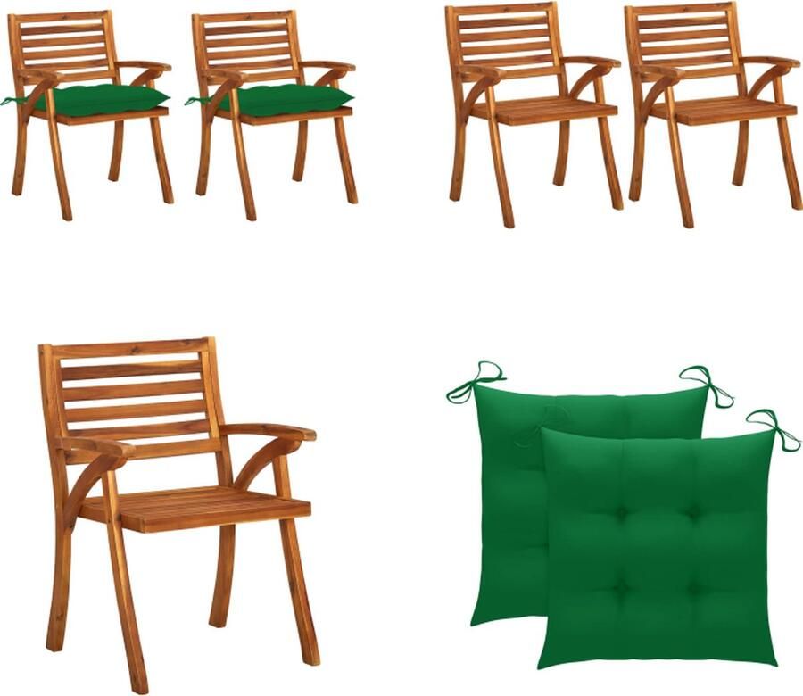 VidaXL Tuinstoelen 2 st met kussens massief acaciahout Eetkamerstoel Eetkamerstoelen Houten Eetkamerstoel Houten Eetkamerstoelen