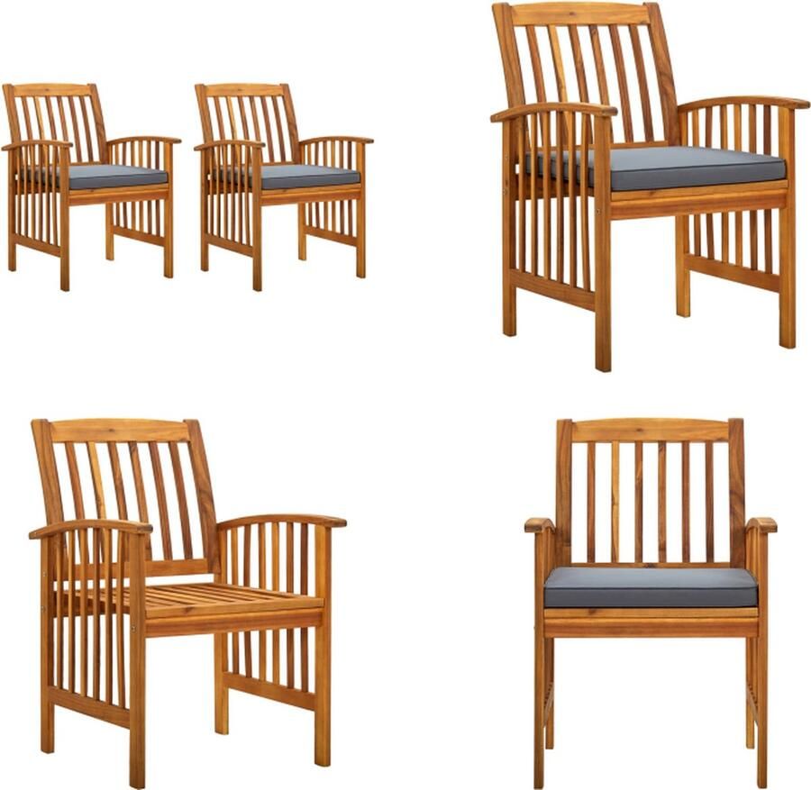 VidaXL Tuinstoelen 2 st met kussens massief acaciahout Eetkamerstoel Eetkamerstoelen Houten Eetkamerstoel Houten Eetkamerstoelen