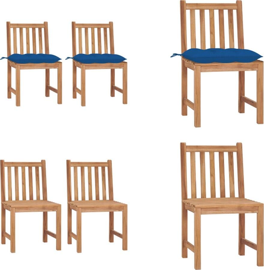 VidaXL Tuinstoelen 2 st met kussens massief teakhout Tuinstoel Tuinstoelen Buitenstoel Buitenstoelen