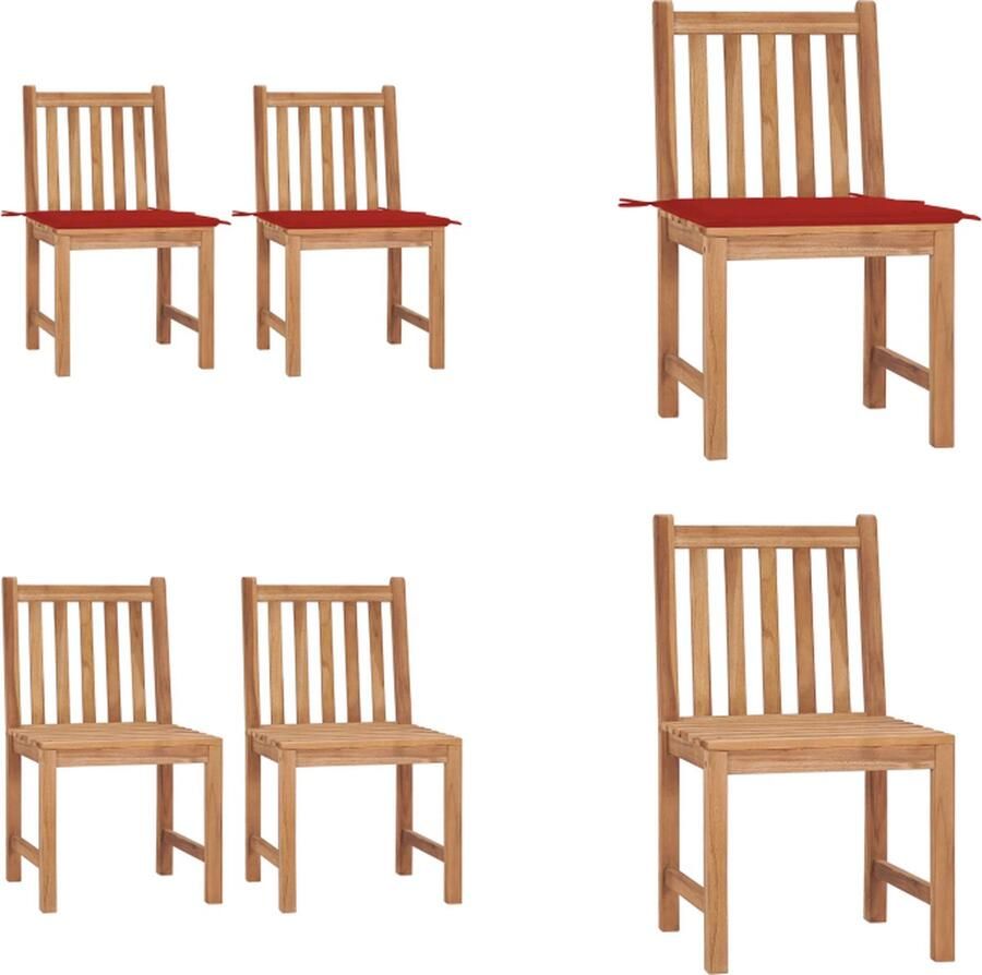 VidaXL Tuinstoelen 2 st met kussens massief teakhout Tuinstoel Tuinstoelen Buitenstoel Buitenstoelen