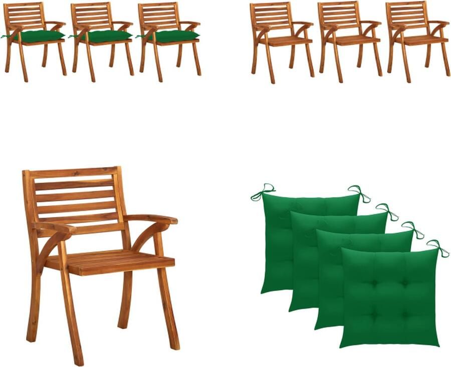VidaXL Tuinstoelen 3 st met kussens massief acaciahout Eetkamerstoel Eetkamerstoelen Houten Eetkamerstoel Houten Eetkamerstoelen