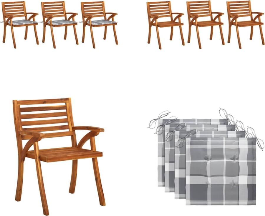 VidaXL Tuinstoelen 3 st met kussens massief acaciahout Eetkamerstoel Eetkamerstoelen Houten Eetkamerstoel Houten Eetkamerstoelen