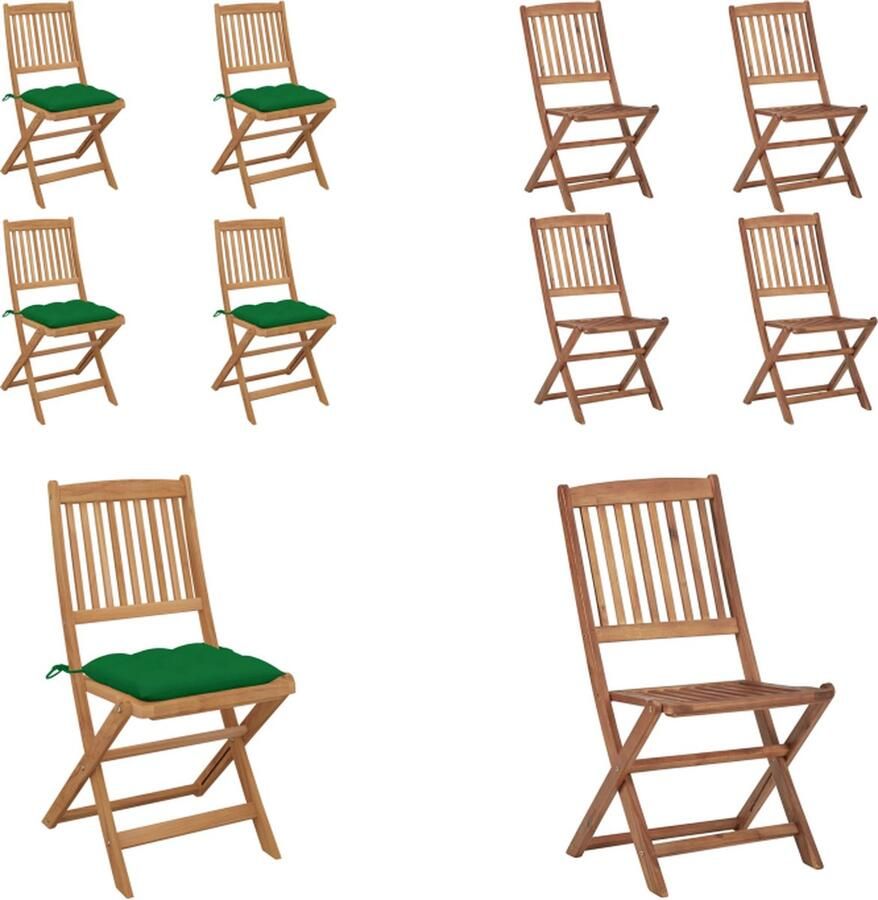 VidaXL Tuinstoelen 4 st inklapbaar met kussens massief acaciahout Tuinstoel Tuinstoelen Tuin Stoel Tuin Stoelen