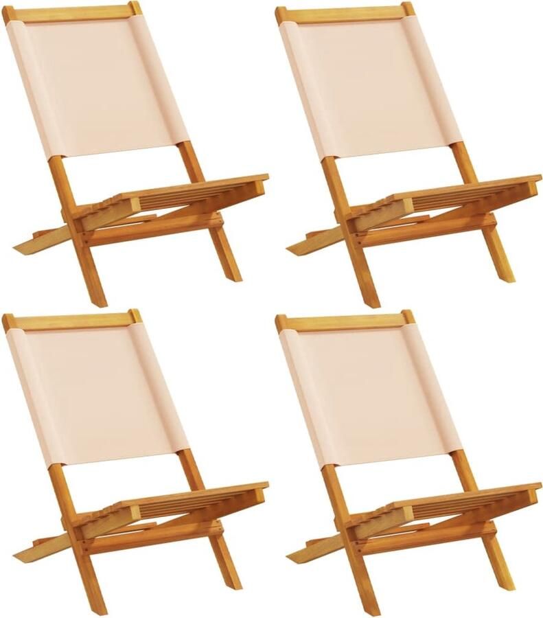 VidaXL Tuinstoelen 4 st inklapbaar stof en massief hout beige
