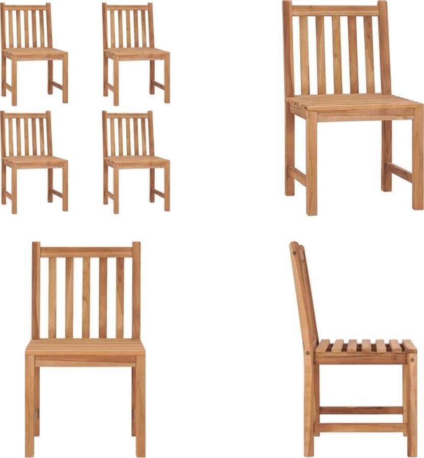 VidaXL Tuinstoelen 4 st massief teakhout Tuinstoel Tuinstoelen Buitenstoel Buitenstoelen