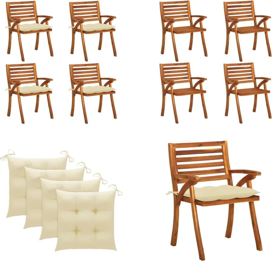 VidaXL Tuinstoelen 4 st met kussens massief acaciahout Tuinstoel Tuinstoelen Buitenstoel Buitenstoelen