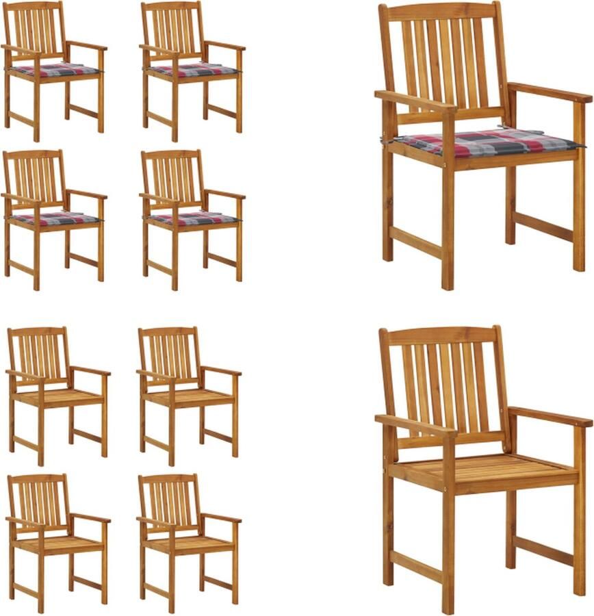 VidaXL Tuinstoelen 4 st met kussens massief acaciahout Tuinstoel Tuinstoelen Stoel Met Kussen Houten Tuinstoel