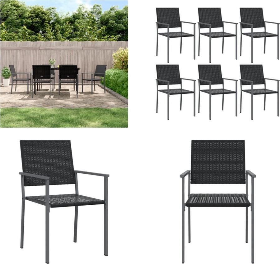 VidaXL Tuinstoelen 6 st 54x62-5x89 cm poly rattan zwart Tuinstoel Tuinstoelen Campingstoel Terrasstoel