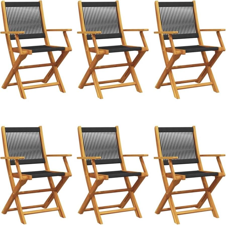 VidaXL Tuinstoelen 6 st inklapbaar massief acaciahout zwart