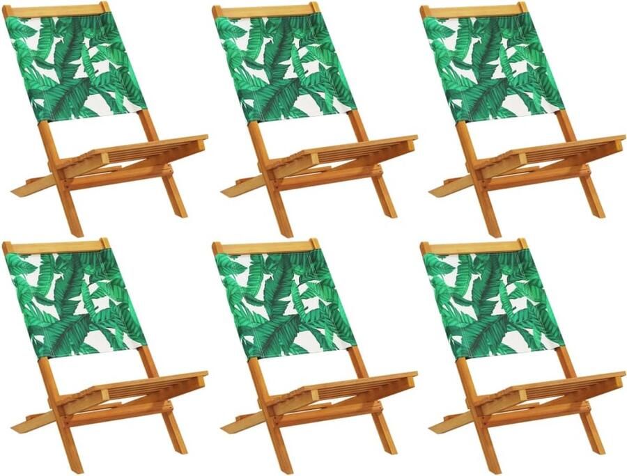 VidaXL Tuinstoelen 6 st inklapbaar stof en massief hout groen