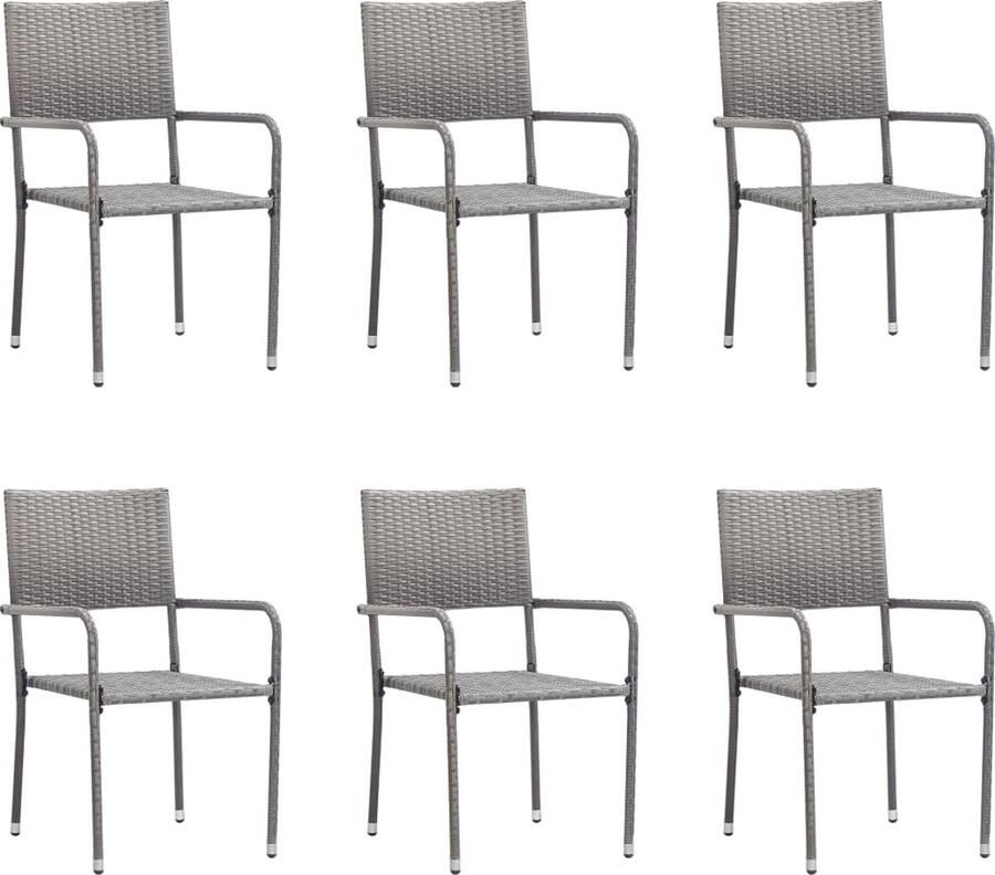 VidaXL Tuinstoelen 6 st stapelbaar poly rattan grijs