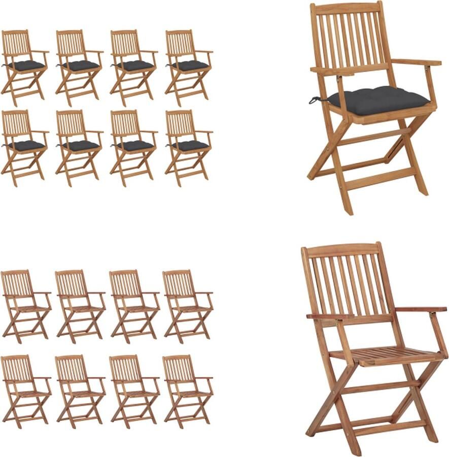 VidaXL Tuinstoelen 8 st inklapbaar met kussens massief acaciahout Tuinstoel Tuinstoelen Tuin Stoel Tuin Stoelen