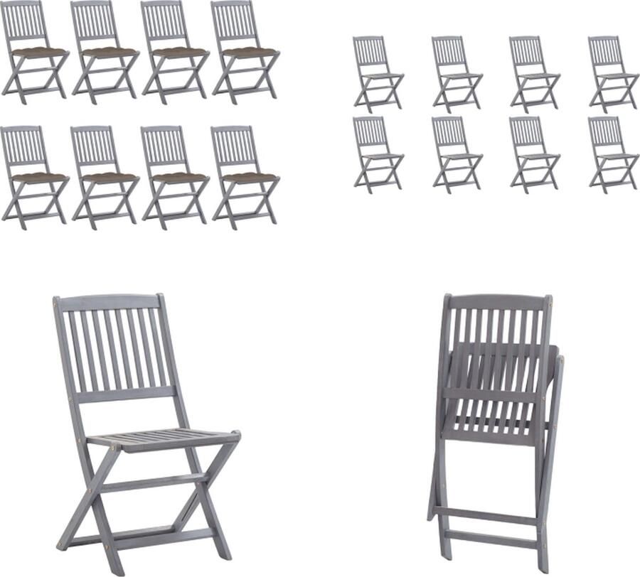 VidaXL Tuinstoelen 8 st inklapbaar met kussens massief acaciahout Tuinstoel Tuinstoelen Tuin Stoel Tuin Stoelen