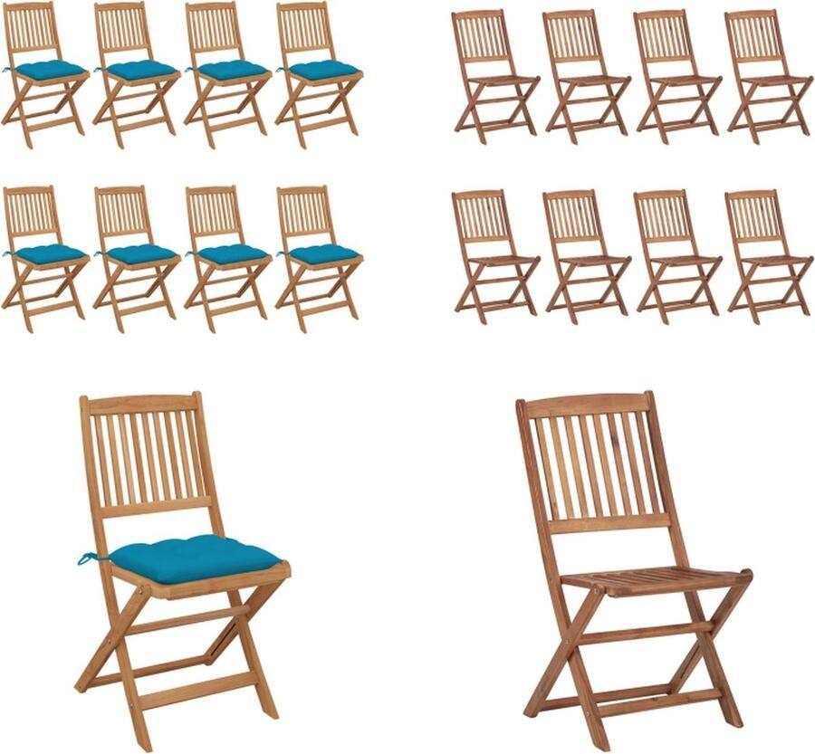 VidaXL Tuinstoelen 8 st inklapbaar met kussens massief acaciahout Tuinstoel Tuinstoelen Tuin Stoel Tuin Stoelen