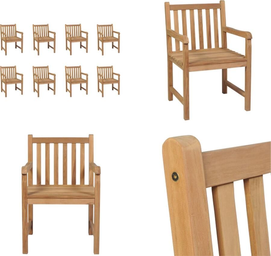 VidaXL Tuinstoelen 8 st massief teakhout Tuinstoel Tuinstoelen Tuin Stoel Tuin Stoelen
