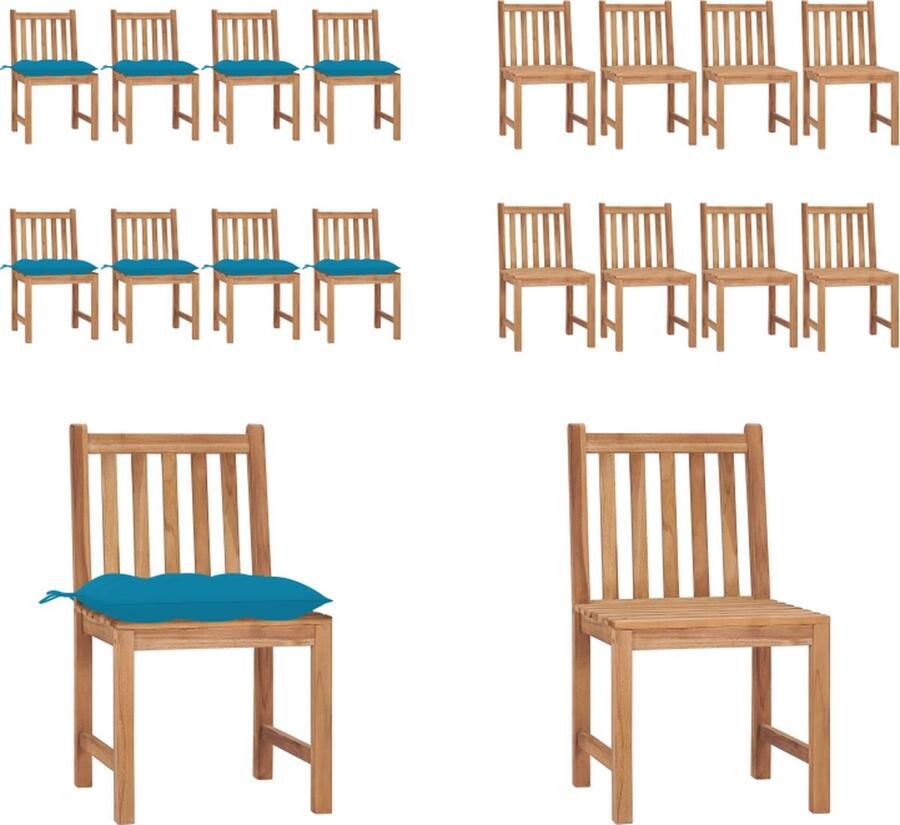 VidaXL Tuinstoelen 8 st met kussens massief teakhout Tuinstoel Tuinstoelen Buitenstoel Buitenstoelen